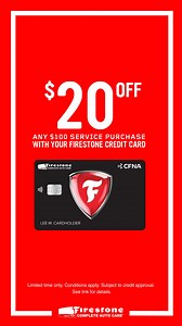 Get $20 Off Any $100 Service Purchase with Your Firestone Credit Card. Book Your Appointment Today! | Firestone Complete Auto Care | Facebook