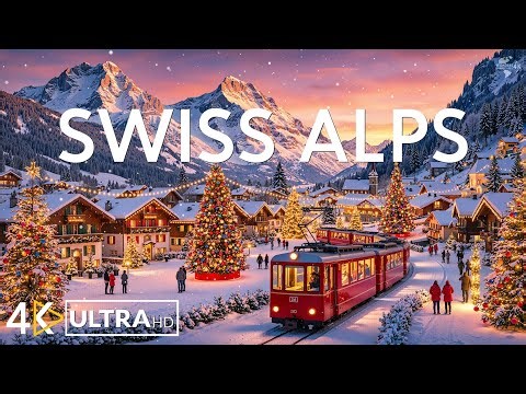 Swiss Alps Winter 4K ❄ Snowy Peaks, Alpine Villages & Majestic Mountain Views | Winter Wonderland