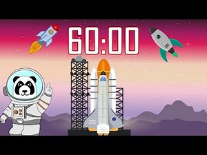 60 Minute 🚀 Space Shuttle Rocket Countdown Timer with Blastoff! 👨‍🚀👩‍🚀
