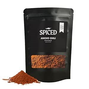SPICED Ancho Chili Powder, 12 Oz of Ground Ancho Chili Pepper in Closable Bag, Great for Tex Mex Dishes, Spice Blend and Seasoning
