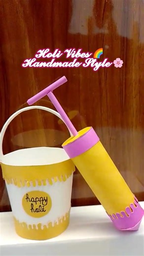 Holi Special Craft 🌈 | DIY Bucket & Pichkari | Craft Using Coloured Paper & Paper Cup #craftozone