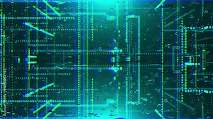 Transmission corruption 3d data render in cyber structure of matrix information. Static failure with decaying web computer decor effects. Hacker intervention in system.