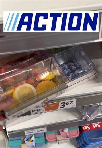 🍓🍋 Action kitchen find you didn’t know you needed! 💙 Clear fridge storage box with divider — only €3.62 😮‍🔥 ✨ Keep fruits fresh & organized 🫐 Separate berries, lemons & snacks 🧊 Clean, aesthetic fridge vibes Why is Action low-key upgrading our kitchens for under €5? 👀 Smart storage = happy fridge 😍 #action #actiongermany #nouveauté #organizer #box