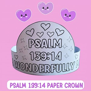 Christian Coloring Page Paper Crown Craft Psalm 139:14 I Am Wonderfully Made Sunday School Bible Verse Printable Holy Week Activity for Kids - Etsy