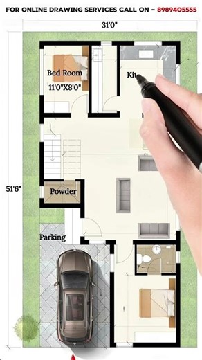 Luxury 2D House Planning With Bedroom, Kitchen, Hall & Dining Layouts #shorts #viral #2dplan