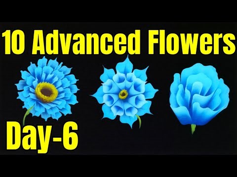 10 Advanced Blue Flowers | One Stroke Painting Tutorial | Day 6