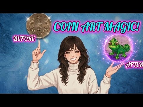 Painting Pascal on a ₹5 Coin! 🦎Micro Art Challenge