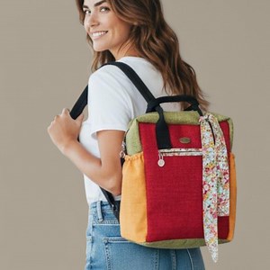 Colorful Canvas Backpack Bag, Handmade Unique Women's Style Large Bag. - Etsy