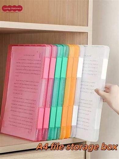 1pc A4 Plastic PP File Box, Suitable For Students, Multi-Layer Portable Double-Layer Data File Box, Subject Classification Account, Work, Exam Use, Waterproof Contract Storage Box, Back To School Student Supplies, With Instructions, ID Card Classification Storage Box, Back To School Essential, Office Essential, Applicable For Students, Office Workers, Finance Personnel | SHEIN