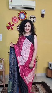 1.5K views | Rarely available ajrakh sarees in modal silk with...