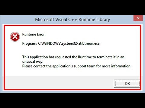How to fix Runtime Error-atibtmon.exe in windows 8/8.1/10
