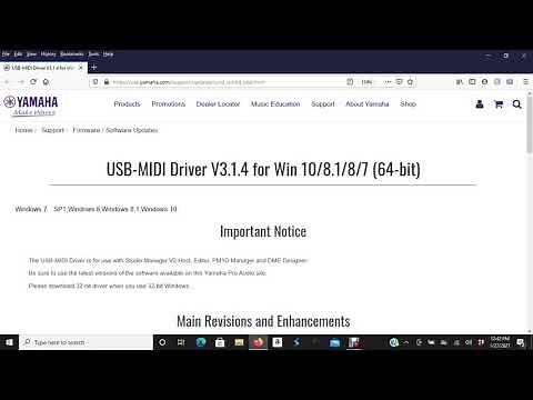 Installing the Yamaha USB midi driver
