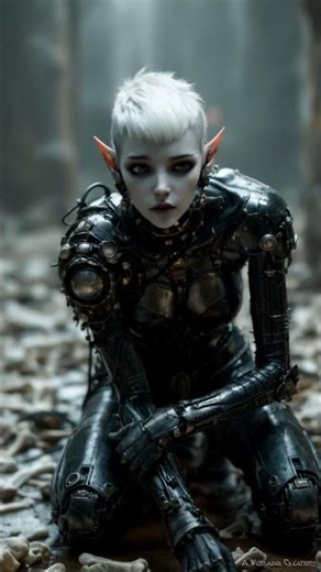 Enigmatic Aetherpunk DarkElf Cyborg! #aetherpunk #DarkElf #scifi #ai #aiart #fantasy