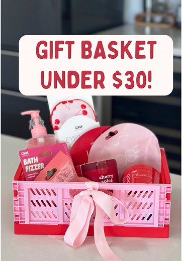 ♥️ Gift Basket under $30 using the @kmart australia coloured crates ♥️ I thought it would be fun to challenge myself to make colour themed gift baskets for $30 using the new Kmart crates! I have five more of these coming in this series and at the end I’ll give away all five baskets to one follower so stay tuned and make sure you are following! #giftbadket #kmart #colouredcrate #kmartcrate #pinkgift #galentines #affordablegift #valentinesgift #valentinesbasket #pamperbasket #beautybasket