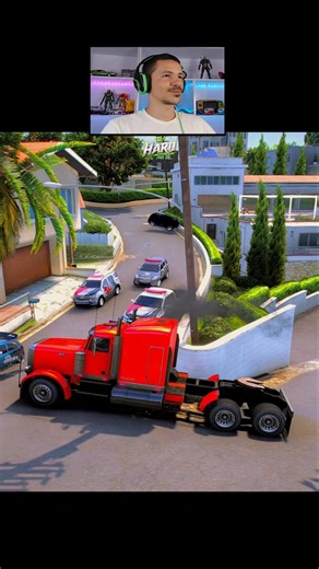 Stuck the truck in front of the cop during this insane GTA RP getaway #shorts #viralvideo