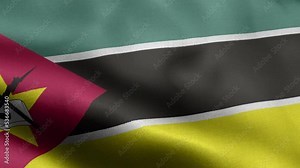 Flag Of Mozambique - Mozambique Flag High Detail - National flag Mozambique wave Pattern loopable Elements - Fabric texture and endless loop - Highly Detailed Flag - The flag of fluttering in the wind