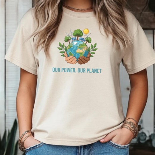 Earth Day T-shirt, Renewable Energy Solar Wind Power Shirt, Hands Holding Earth Tee - Etsy