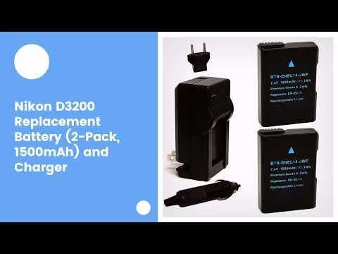 Nikon D3200 Replacement Battery (2-Pack, 1500mAh) and Charger