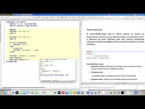 Pseint (Ciclo Repetir-Hasta Que): Operaciones y Menú