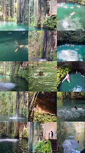 Un collage de saltos, risas y frescura: así celebran nuestros visitantes la magia de Ik Kil. 💦✨ | Cenote Ik kil Oficial