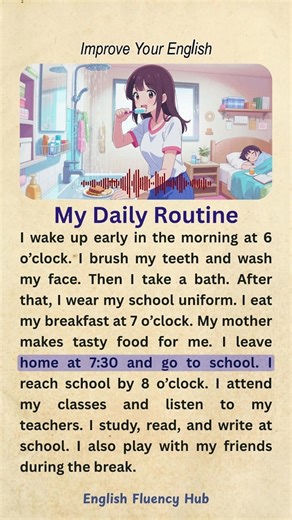 My Daily Routine | English Listening Practice 📖🗣 #learnenglish #englishteacher #dailyroutine #speakenglish | English Fluency Hub