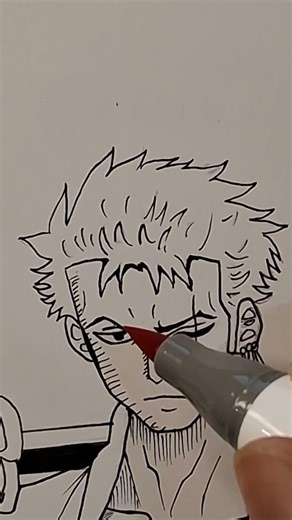 Drawing Zoro! || #art #anime #shorts #onepiece #zoro #zorororonoa #alcoholmarkers #ohuhu #strawhats
