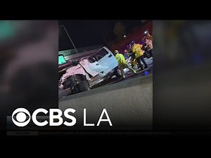 Wild video shows truck launching off overpass in Rialto before crashing onto 210 Freeway