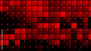 3d Red squares, animated wall lights, smooth animation loops red squares change colors quickly. Colorful gradient animation. Background of motion of future geometric patterns