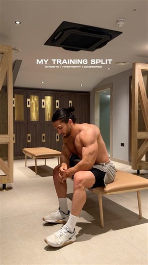 My spring training split. Gym fits: @vqfit ⚡️ Strength and conditioning focused, big lifts and lots of cardio. After almost 13 years of training, I’ve found a combination of training techniques works best! For me at least. | Marinos Katsouris