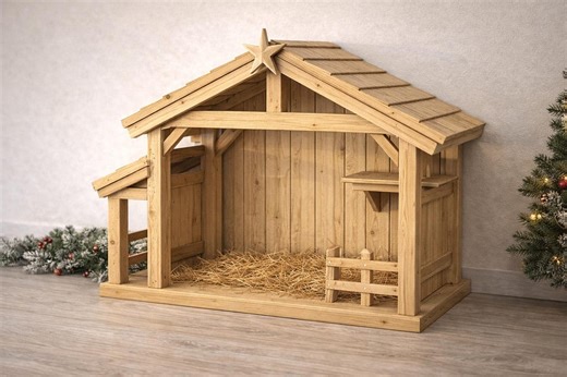 Wooden Nativity Stable Plans – DIY Christmas Manger Woodworking Blueprint PDF - Etsy