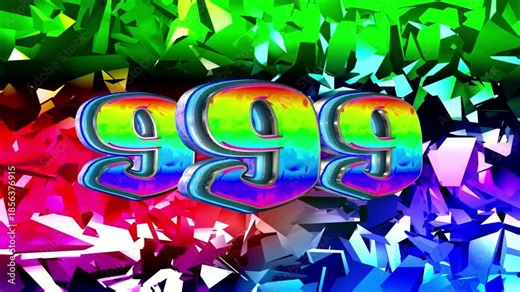 Triple Number nine 3D text loop animation