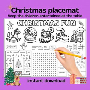 Christmas Activity Placemat, Kids - Etsy Australia