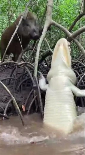 Epic Jungle Clash: Boar vs Croc Showdown! #WildlifeAction #NatureDrama #JungleLife