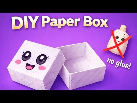 DIY Paper Box | Origami Paper Box Without Glue | Easy Box Tutorial | School Craft idea ( no Glue)