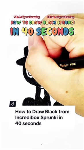 Step-by-Step Drawing of Black Sprunki in 40 Seconds