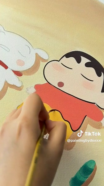 Acrylic Painting of Crayon Shin-chan for Kids' Holidays