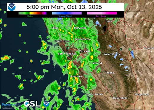 ⛈️HRRR Simulated Radar: Rain showers & isolated thunderstorms are forecast across the region today (Monday)! Rain will begin in the North Bay this morning, Bay Area by late morning through early afternoon, & across the Central Coast this afternoon & evening. #CAwx #BayAreaWX | US National Weather Service San Francisco Bay Area/Monterey California