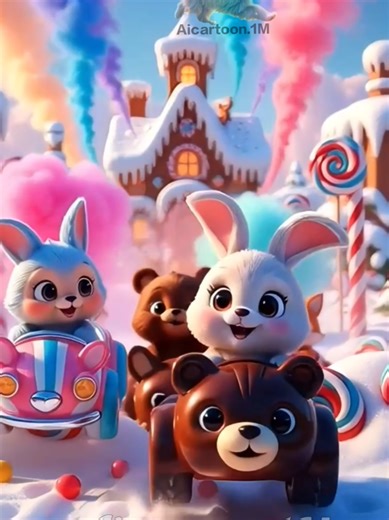 Cute Cartoon Driving Cars with Friends - Kids Fun