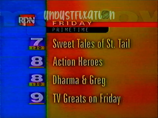 A look at RPN 9's 1998 Friday evening schedule along with the outro and sponsor bumper for Seinfeld. | UndustFixation