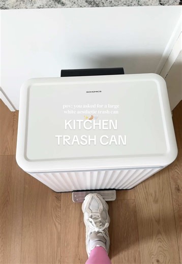 Large White Aesthetic Kitchen Trash Can