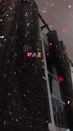 Charming Indoor Window Scene with Starry Curtain Effects