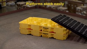 Eagle 4 Drum Spill Platform with Forklift Pockets, 103.5"x26.5"x6.5", 60.5 Gallon Sump, 10,000 lbs. Load Capacity Containment Tray, Made in USA, Yellow, 1647