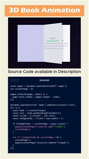 3D Book Animation with HTML, CSS & JavaScript