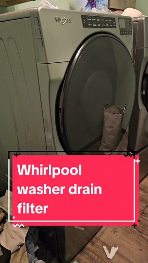 Whirlpool front load washer drain filter. #whirlpool #washer #washingmachine #drainfilter #filter #clean #howto #Smiley🖤 #🖤 #fyp #fypシ #foryou