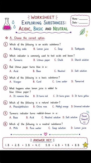 #class 7th #science #ch #Explorering substance: Acidic, Baisc and Neutral #worksheet #exam ♥️♥️🔥🔥💯💯
