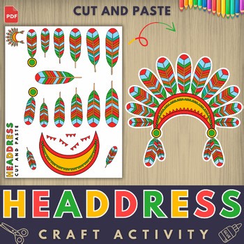 Native Headdress Craft Activity | Indigenous Heritage Month Cut and Paste Art