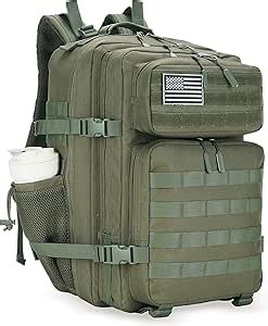 45L Tactical Assault Backpack 3 day assault pack with Molle Waterproof backpack Rucksack for Tactical Backpacks (Army green)