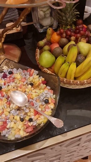 Dessert; a selection of sweets and fruit.