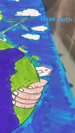 Poster on CLEAN EARTH and POLLUTED EARTH save earth save future #dearplanet #sosearth #motherearth