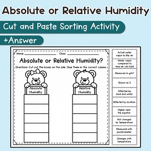 Absolute or Relative Humidity – Cut and Paste Sorting Activity